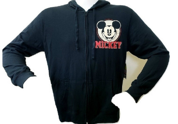 Disney Adult Mickey 1928 Original Zip Up Hoodie, Black