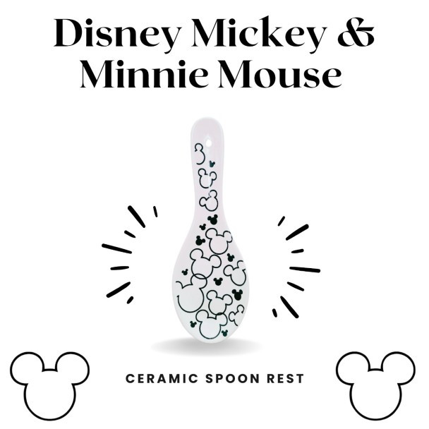 Disney Mickey Mouse Black and White Ceramic Spoon Rest, 9 Inches
