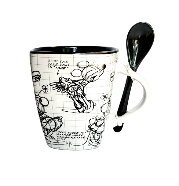 Disney Mickey Mouse Drawing Sketch 11oz Mug With Spoon