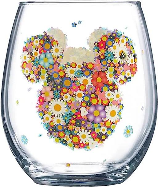 Disney Stemless Glass Wine Glasses - 14.5 oz, 2 Pack, Multicolor