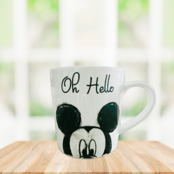 Disney "Oh Hello Mickey Mouse" Ceramic Coffee Mug – 16oz, White