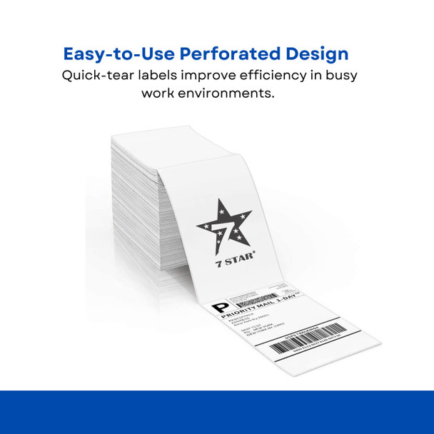 7STAR 4" x 6" Fanfold Direct Thermal Shipping Labels – 4000 Count