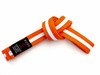 BJJ kids orange with white stripe training martial arts belt.  Double wrap available in assorted sizes for kids under 15years old