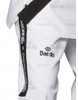 Daedo Fighter WT-approved Taekwondo dobok built for black belt competition. Lightweight polyester uniform with V-neck jacket, elastic drawstring pants, and durable construction for training and tournaments. Professional performance and comfort.