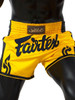 Buy Fairtex "Yellow" Muay Thai Shorts for ultimate comfort, durability, and style. Made with premium satin fabric and an 8-band waistband, these lightweight fight shorts offer maximum flexibility for Muay Thai, Kickboxing, and MMA.
