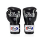 Fairtex Black Super Sparring Gloves in NZ – genuine leather Muay Thai gloves with triple-layer foam for elite protection, comfort, and durability.