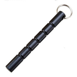 Kubotan Keyring is small enough to have in your pocket and has a big keyring attached so can hold many keys so you always have it on your person.  Made from back solid metal.