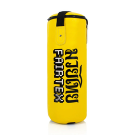 Fairtex HBK1 Kids Punchbag! At 75cm long and made from durable Syntek Leather, this vibrant yellow bag is designed for young martial artists. Weighing 10-11 kg when filled, it offers perfect resistance for enhancing technique and strength, and its water-resistant design makes it suitable for indoor and outdoor use. Fairtex HBK1 Kids Punchbag! At 75cm long and made from durable Syntek Leather, this vibrant yellow bag is designed for young martial artists. Weighing 10-11 kg when filled, it offers perfect resistance for enhancing technique and strength, and its water-resistant design makes it suitable for indoor and outdoor use.