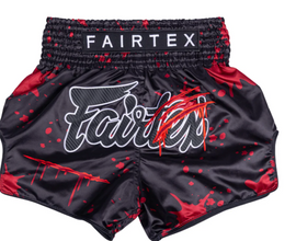 Buy Fairtex 'Demon's Bite" Muay Thai Shorts for ultimate comfort, durability, and style. Made with premium satin fabric and an 8-band waistband, these lightweight fight shorts offer maximum flexibility for Muay Thai, Kickboxing, and MMA.