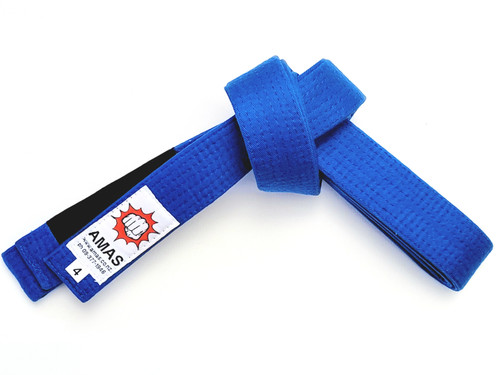 Premium BJJ Blue Belt, durable 4cm wide training belt with black tab. Perfect for Brazilian Jiu Jitsu practitioners upgrading rank.