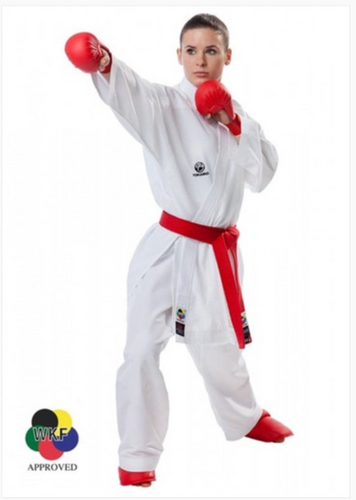 Lightweight WKF-approved Tokaido Kumite Karate Gi made from 100% polyester for maximum mobility, comfort, and competition performance – perfect for training and tournaments.