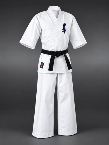 White Kyokushinkai karate uniform featuring a traditional full-contact karate cut, durable 11oz canvas construction, blue embroidered Kyokushinkai logo on the jacket and matching white karate belt. Designed for Kyokushin karate training, this traditional karate gi provides freedom of movement for kicks, punches and full-contact practice.