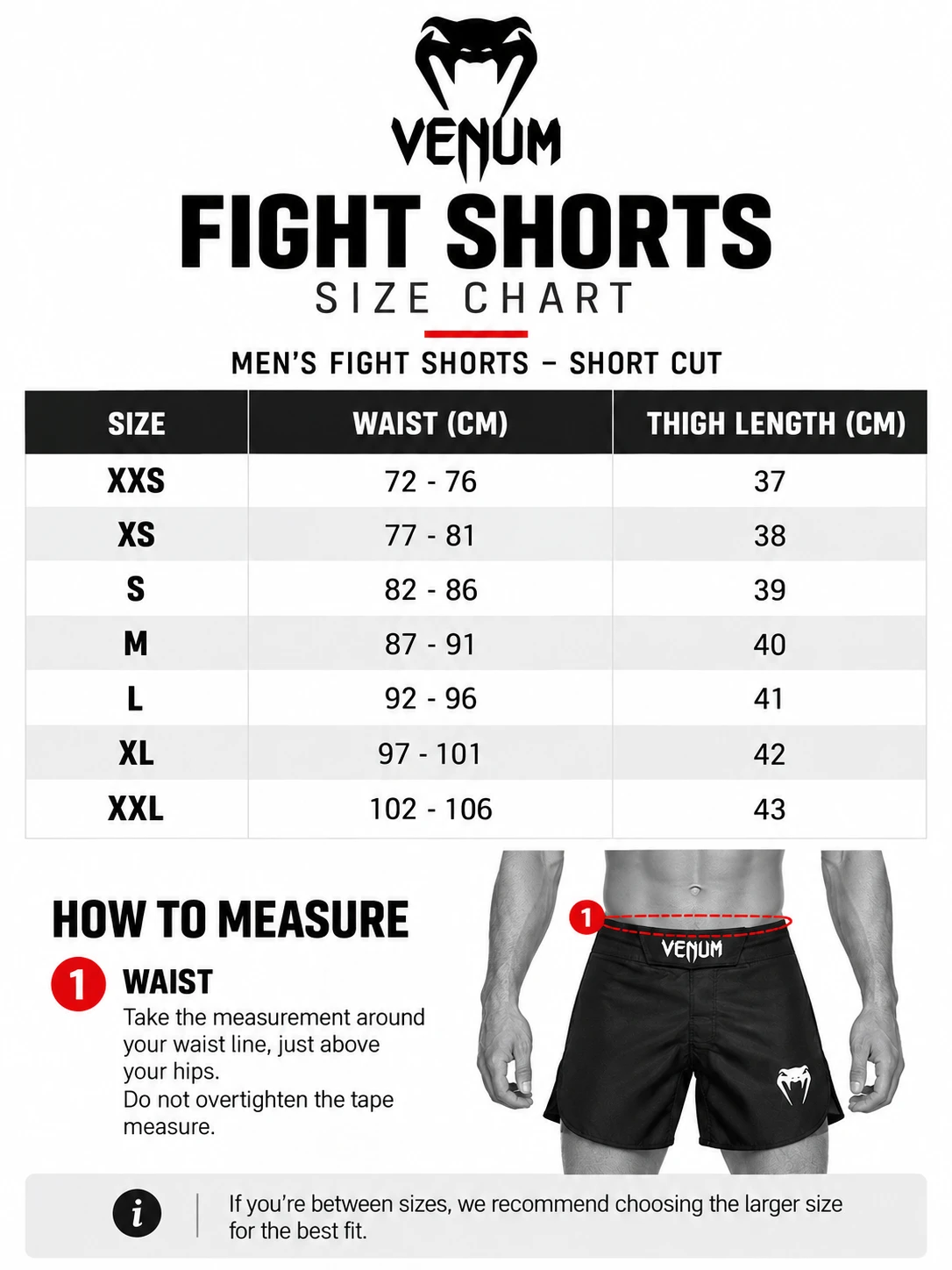 Venum Size Chart
