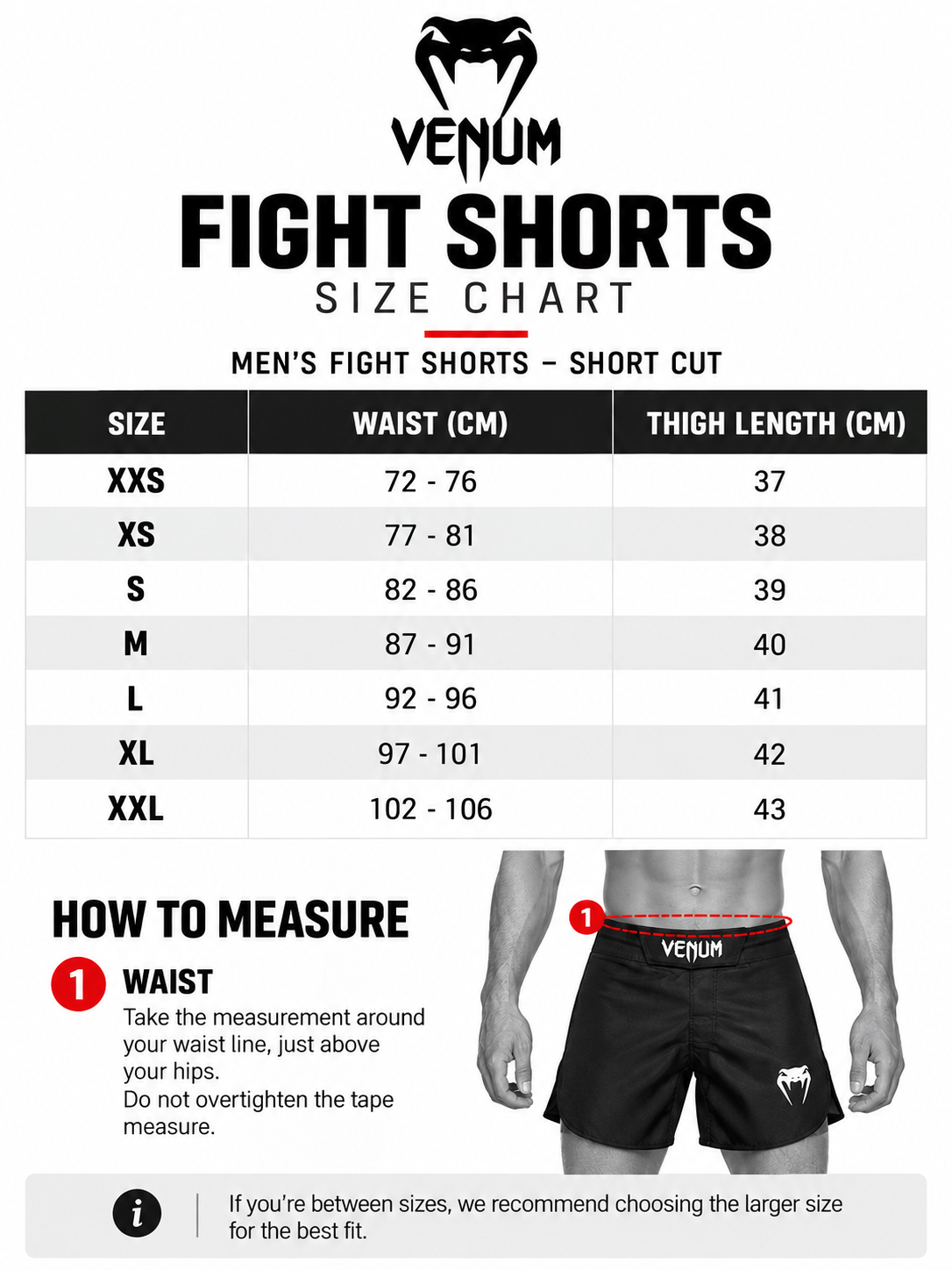venum size chart