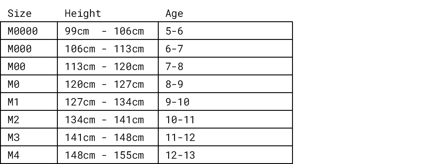 Martial Arts Kids Size Guide NZ