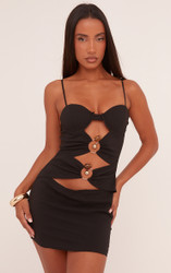 stone ribbed strappy cut out detail bodycon dress Cut Out Ribbed Bodycon Dress Stone Styledup.co.uk