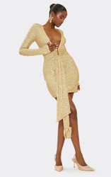 chinese dress ladies Sequin Splash Gold Plunge Dress Gold / Large