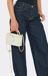 Julez Zip Detail Vanity Bag In White Quilted Faux Leather | EGO US