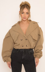 Long Sleeve Cropped Detail Trench Coat In Beige | EGO US | EGO