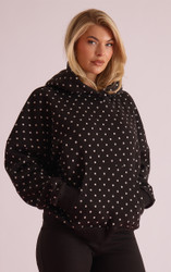 Long Sleeve Oversized Hoodie In Black Polka Dot Print | EGO US | EGO