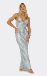 Strappy Plunge Front Maxi Dress In Silver Tassel | EGO US | EGO