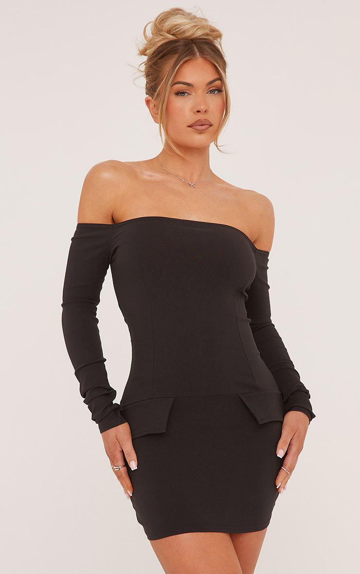 black bardot bodycon dress Blue Halterneck Open Back Mini Dress