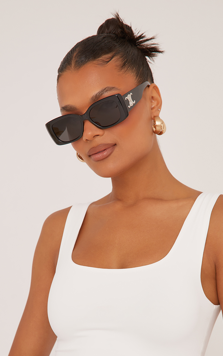 Thick Frame Side Logo Detail Sunglasses In Black | EGO Shoes