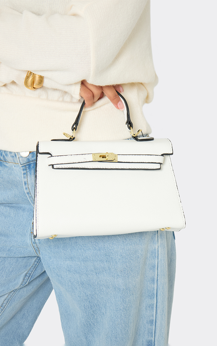 Chase Lock Detail Tote Bag In White Faux Leather | EGO US | EGO
