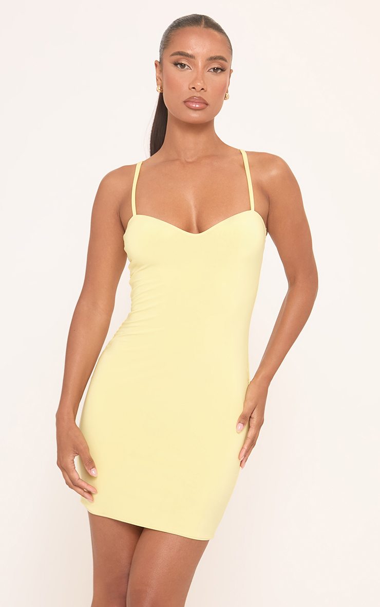 yellow bodycon dress outfit Strappy Sculpt Mini In | EGO US Danise shines at cocktail Neck Size:14.5 Black Tie Wedding Guest festive-wear
