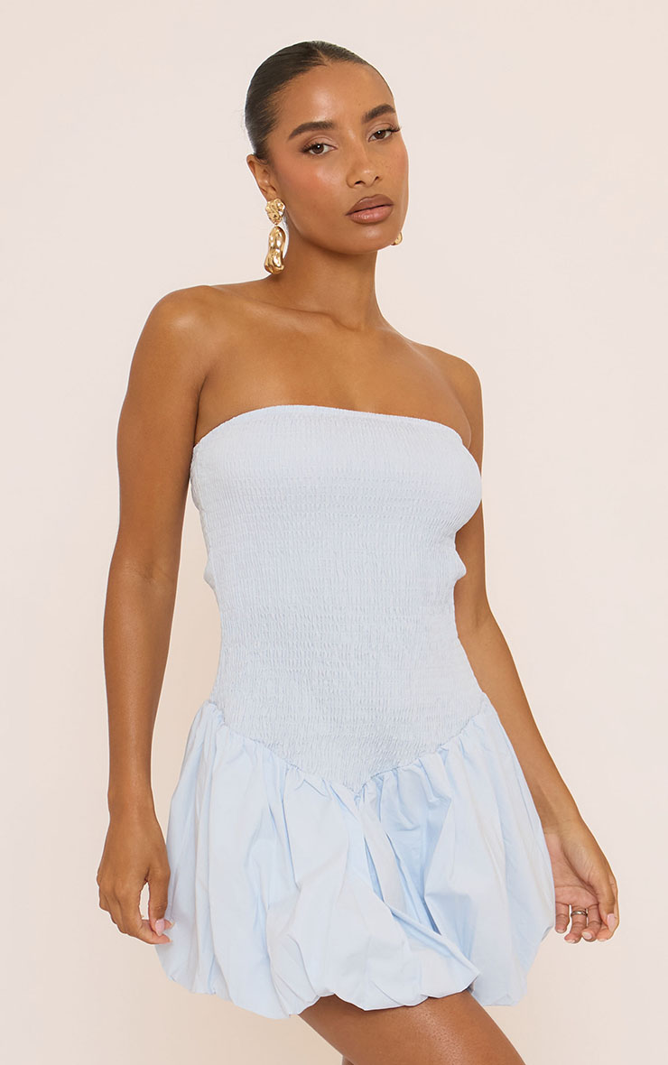chinese dress ladies Casual Powder Blue Short Summer Dress with Lace Panels Powder Blue / Large main image 0