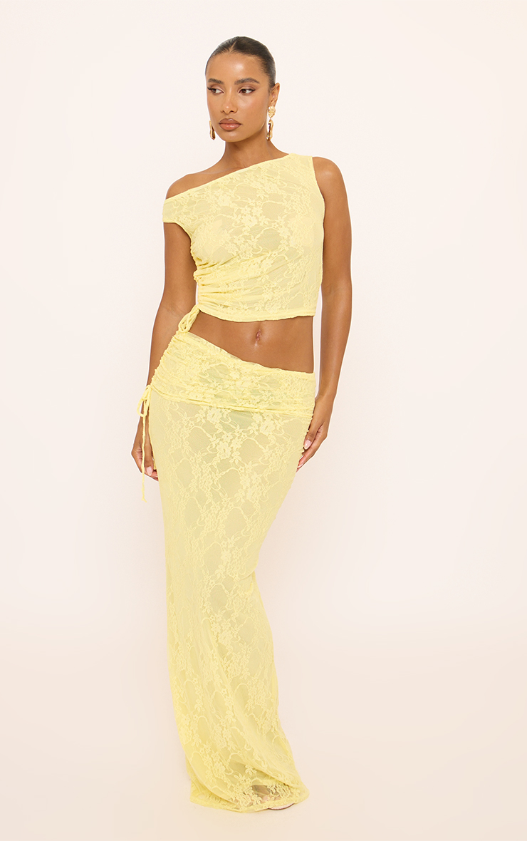 ★ MARRON EDITION★  25 Summer_ Yellow Lace Long Skirt Beige Ombre Dye Floral Lace Long Skirt | Beige | Lace