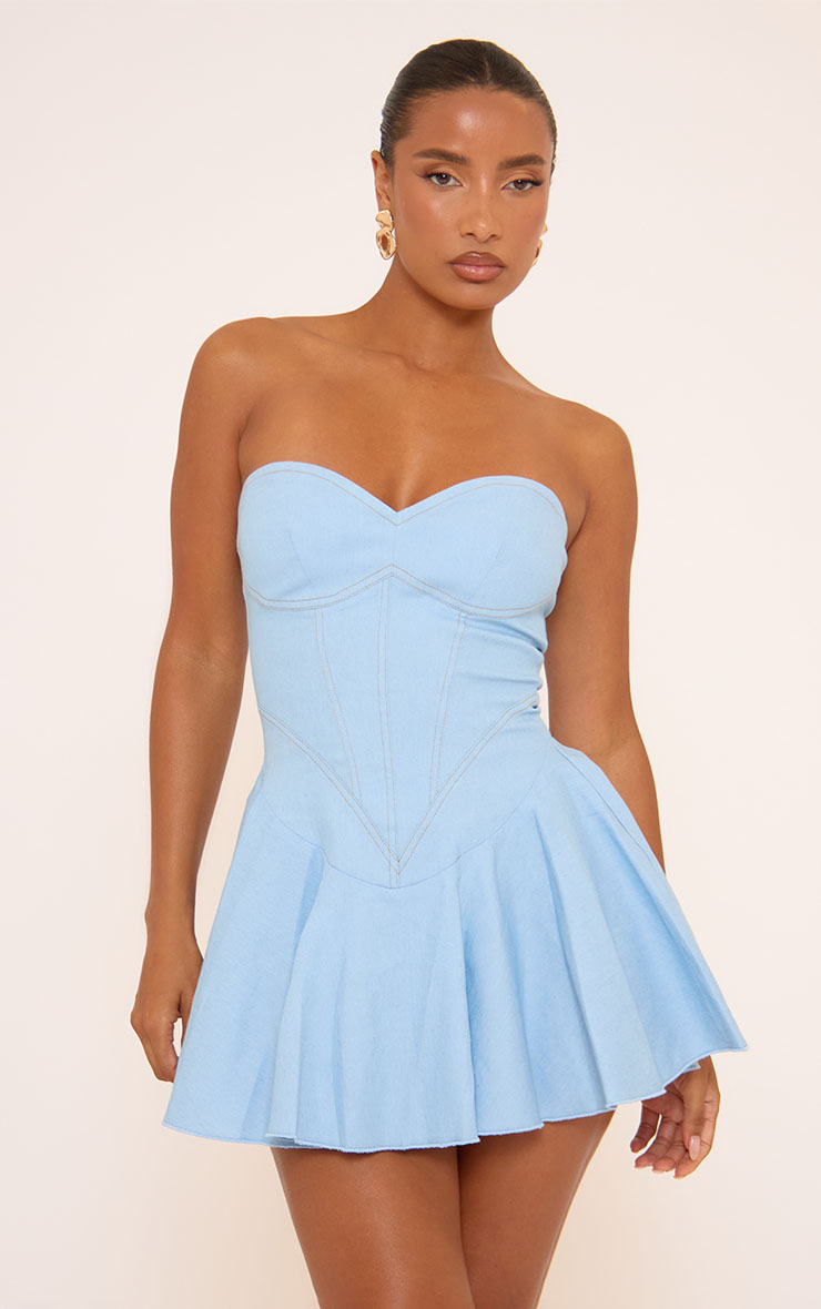 light blue corset dress Tulle A-Line Spaghetti Straps Sky Long Prom with Appliques Satin takes over below Always Sweet Corset Mini Dress