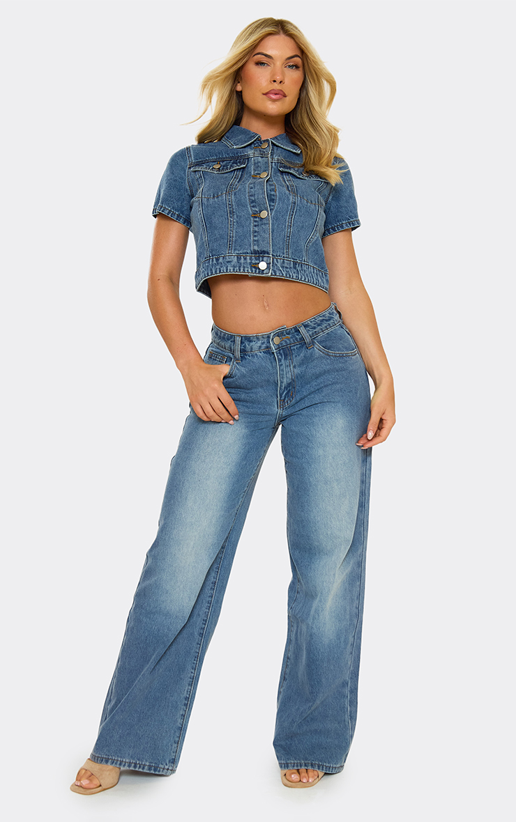 Demin Loop Mid Rise Belt Loop Detail Jeans In Washed Blue Denim | EGO UK | EGO