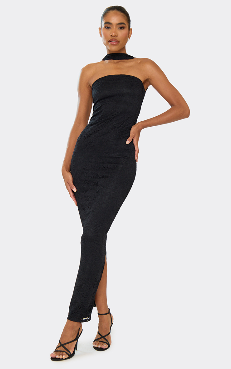 Scarf Detail Midaxi Dress In Black Lace | EGO US | EGO