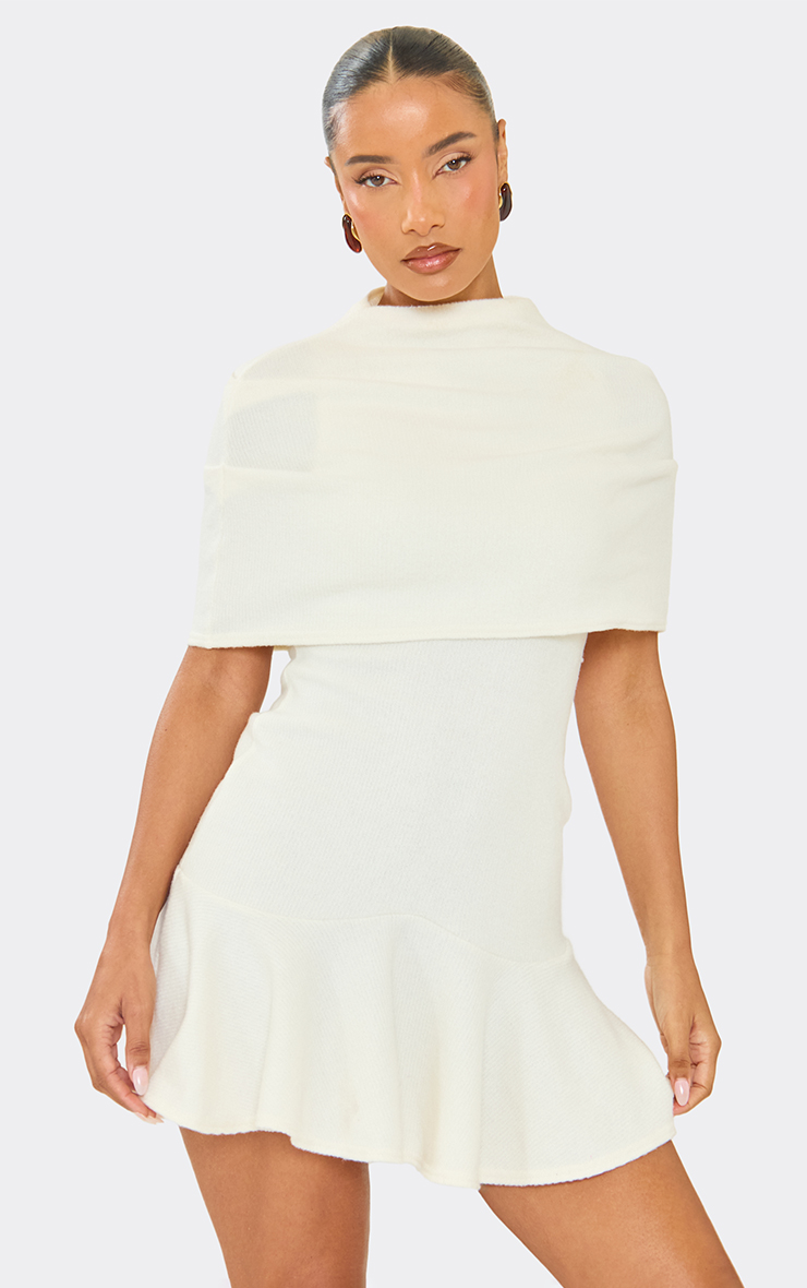 Cape Detail Flippy Hem Mini Dress In Cream | EGO US | EGO