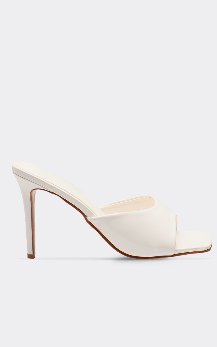 Thalia Square Peep Toe Heeled Mule In White Patent | EGO US | EGO