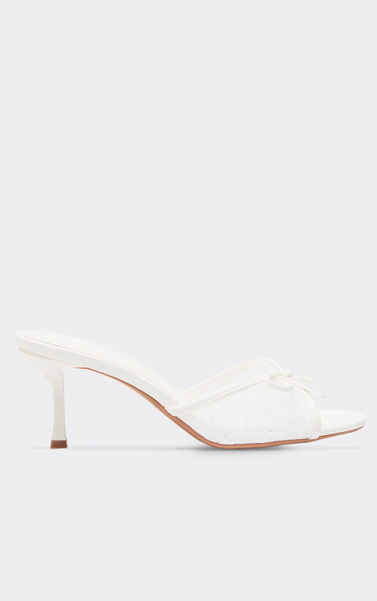 Mistique Bow Detail Heel Mule In White Lace