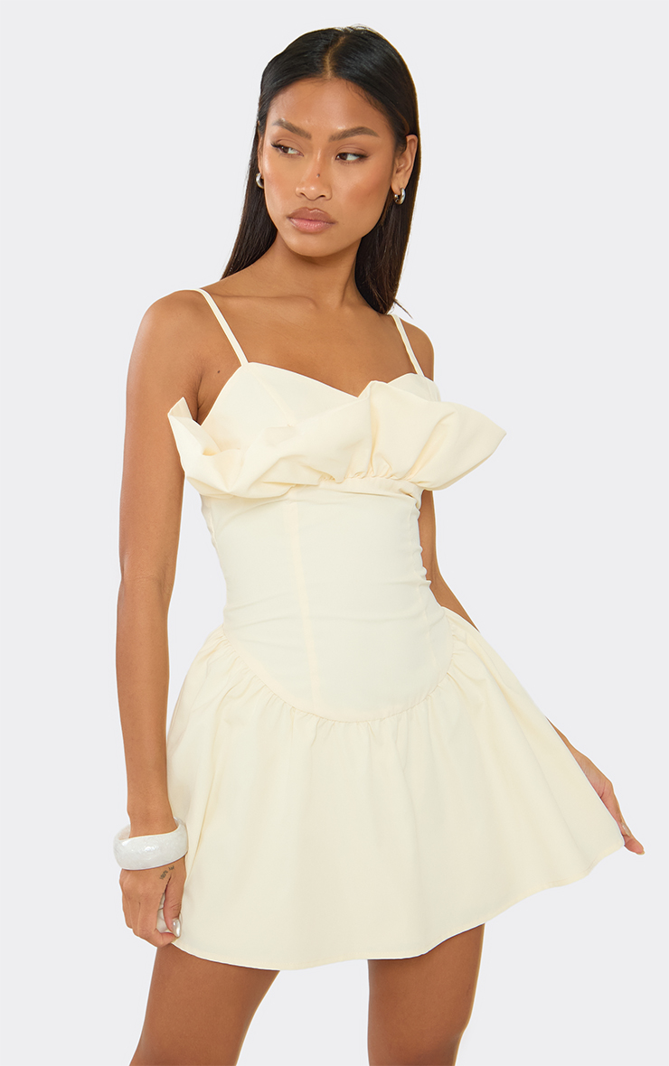 Strappy Frill Bust Detail Mini Dress In Yellow Woven | EGO UK | EGO
