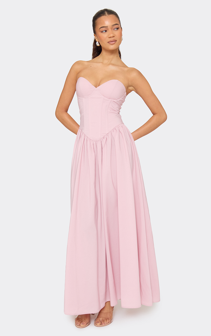 open lace back dress Carlotta blue pleated corset maxi dress main image 1