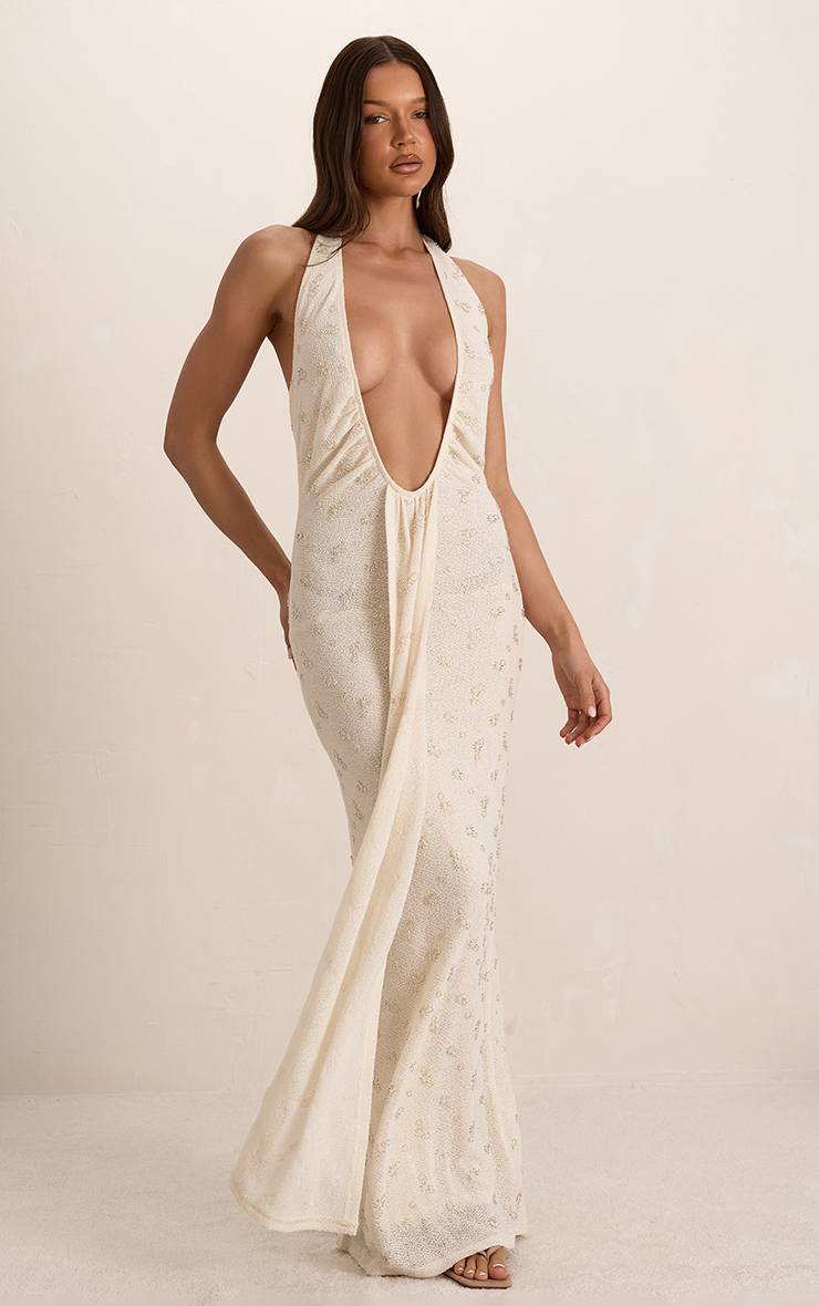 white plunge neck dress See The Sun V-Neckline Satin Maxi Can you blame it Come Alive String Detail Deep