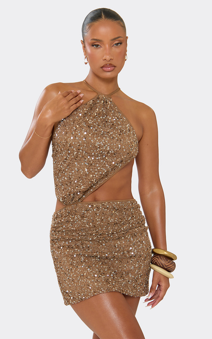 gold silk dress long Sigrid glitter top/bottom main image 0