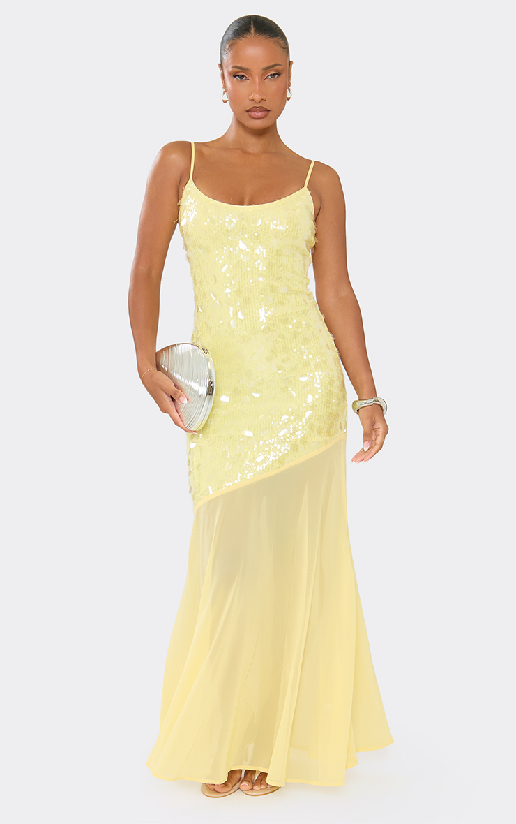 sequin dress yellow Gorgeous Sequins Prom Mermaid Split Long Evening Party Gowns Satin Fabric Color Gertrud Sequin Halter Maxi Dress