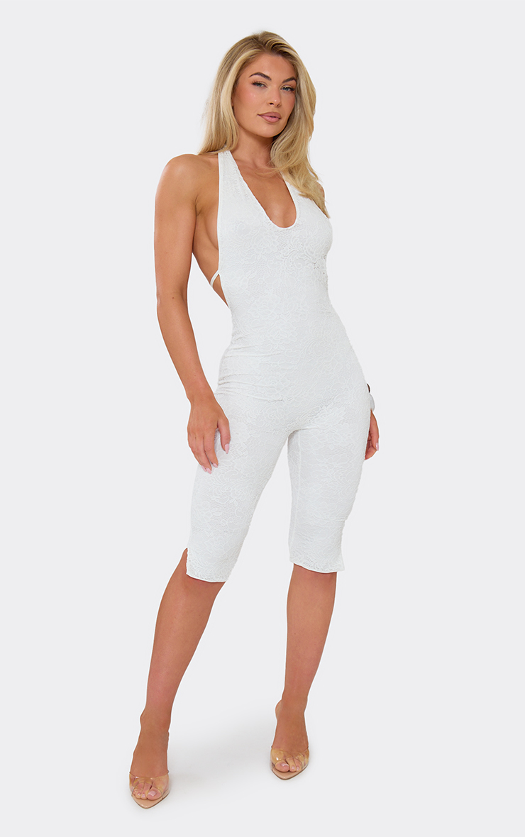 トップス CARLA Back open body suit / white Halterneck Open Back Capri Jumpsuit In White | EGO US | EGO