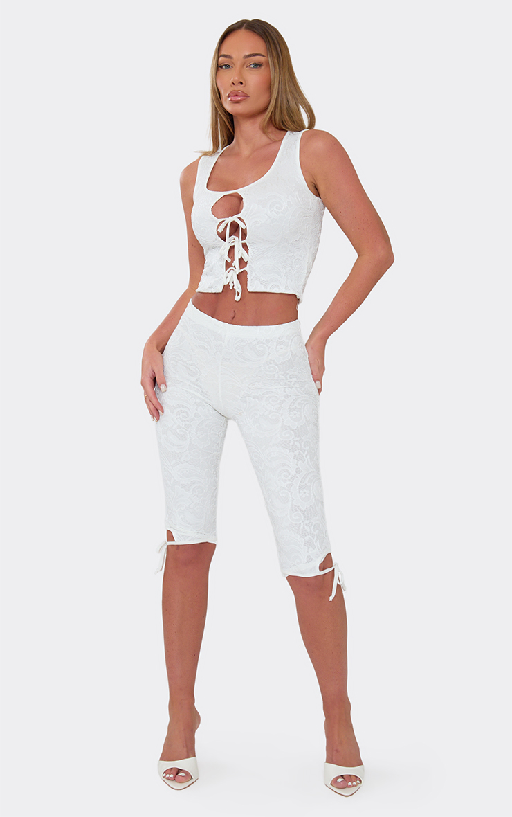 Sleeveless Tie Front Bow Detail Top And Capri Leggings Co-Ord Set