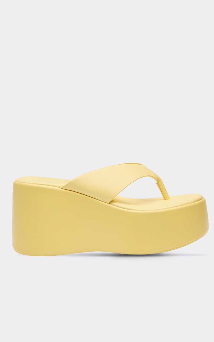 Carina Thong Strap Chunky Platform Sole Sandal In Yellow Faux
