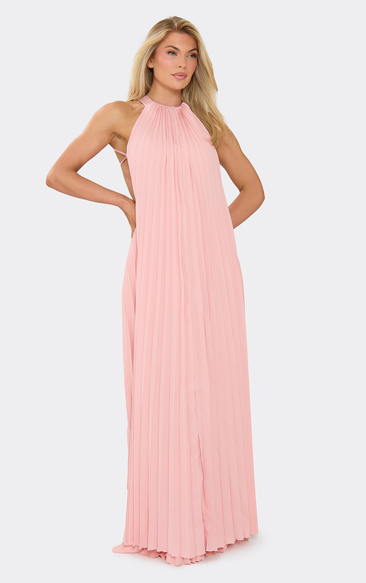 high neck pleated maxi dress kachel PLEATED TURTLENECK MAXI DRESS - LIGHT GREEN