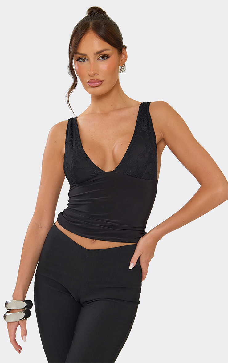 Sleeveless Lace Cup Detail Vest Top In Black | EGO US | EGO