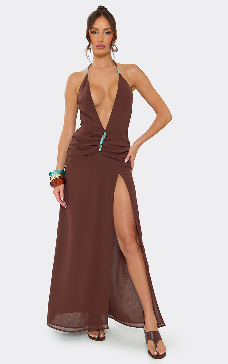 joah brown strappy slit dress JOAH BROWN Adjustable Fitted Cross Back Ribbed Midi Dress with Square Neck | Sepia Washed Rib