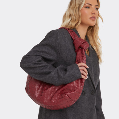Loreen Woven Knotted Strap Detail Oversized Shoulder Bag In