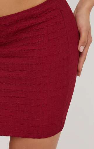 Eriiiiiii Low Rise Mini Bodycon Skirt In Cherry Red Texture | EGO AE | EGO